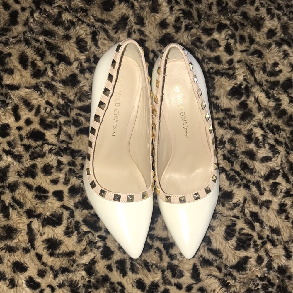 Gold Studded Point Toe High Heels